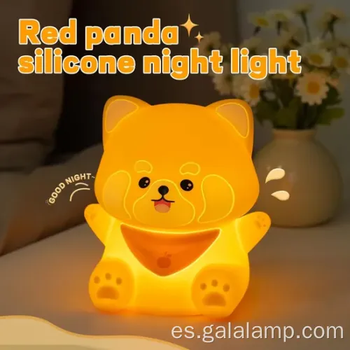 Linda lámpara de panda roja con característica táctil recargable